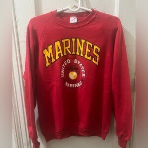 Spell out MARINES RED CREWNECK MENS Sz Large on JERZEES tag made in the USA
